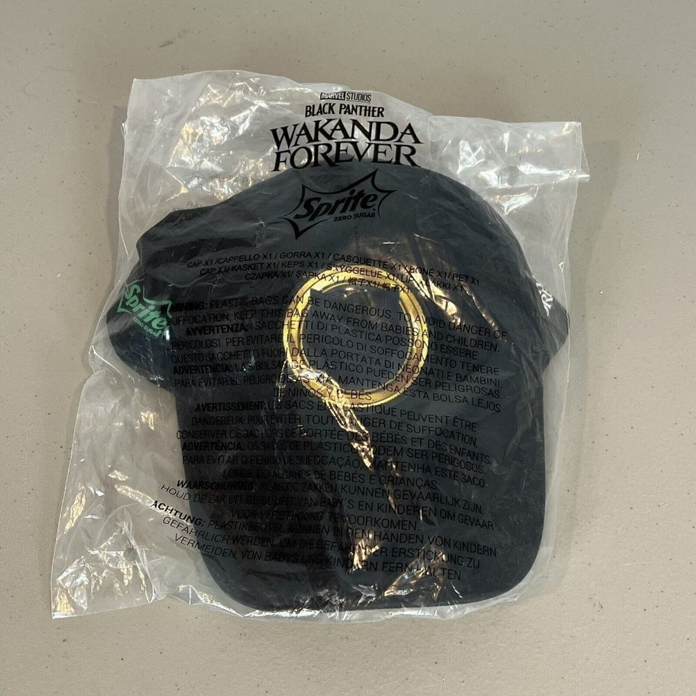 Marvel Wakanda Forever Black Gold Panther Baseball Cap x Sprite Collab Hat